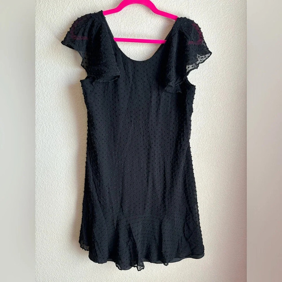 J. Crew Black Swiss Dot Silk Blend Flutter Sleeve Dress - Picture 9 of 10